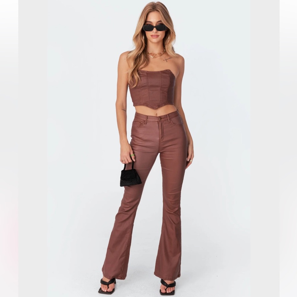 Luna Faux Leather Flare Jeans